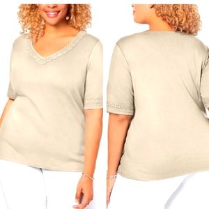 Crochet Lace Cotton Knit Top T-shirt